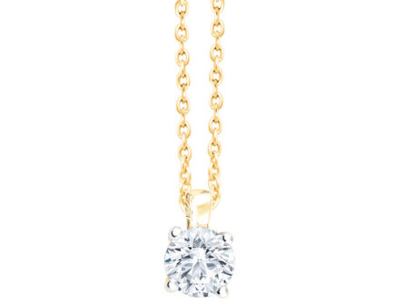Gold pendant with diamond 0,30 ct. with chain Code: 122ay, 6ap
