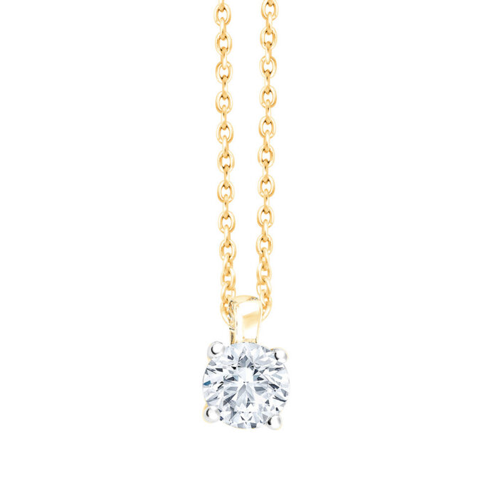Gold pendant with diamond 0,30 ct. with chain Code: 122ay, 6ap