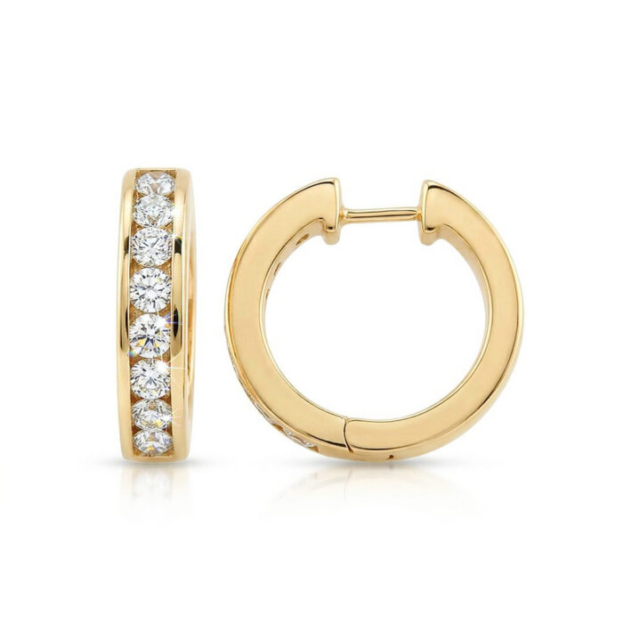 Kullast kõrvarõngad teemandiga 1,00 ct. Kood: 17ay, 27am