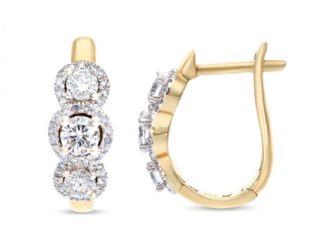 Kullast kõrvarõngad teemantidega 1,00 ct. Kood: 44hka