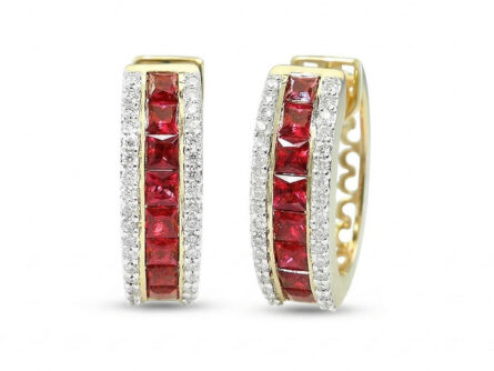 Kullast kõrvarõngad teemantide ja rubiinidega Kood: 23m