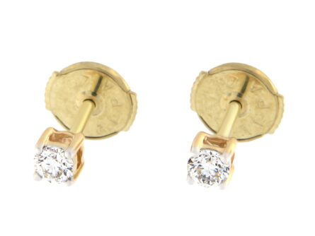 Kullast kõrvarõngad teemantiga 0,19 ct. Kood: 3una, 2ay, 21am