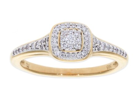 Kullast sõrmus teemantidega 0,19 ct. Kood: 46ar