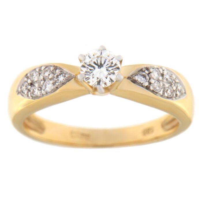 Kullast sõrmus teemantidega 0,43 ct. Kood: 56sr