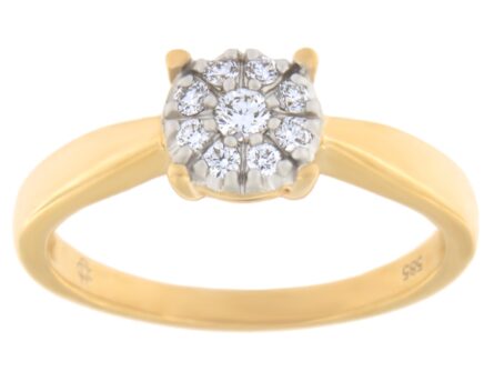 Kullast sõrmus teemantidega 0,15 ct. Kood: 150ay