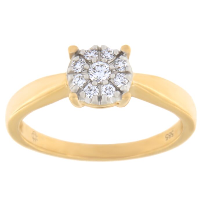 Kullast sõrmus teemantidega 0,15 ct. Kood: 150ay