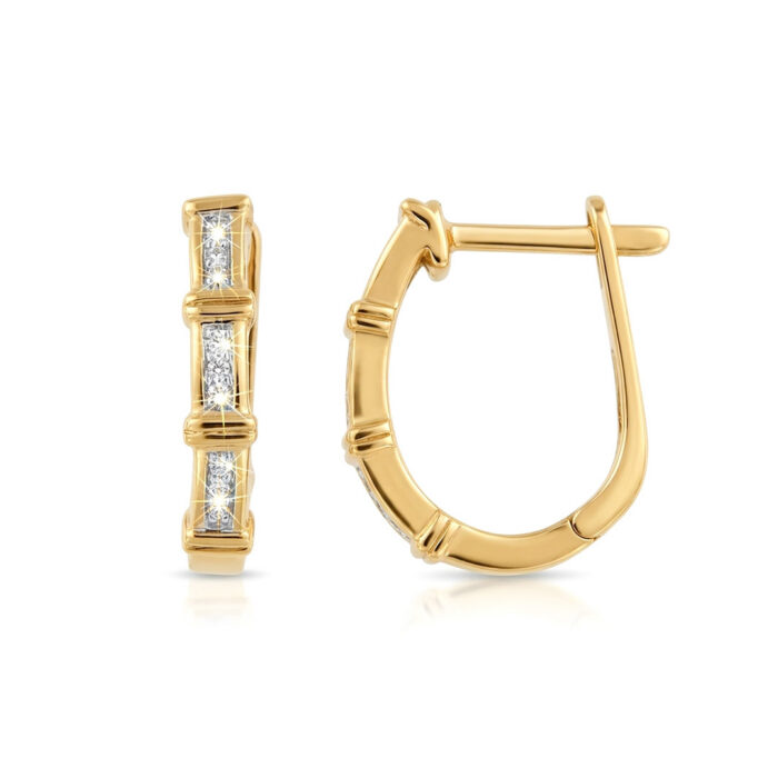 Kullast kõrvarõngad teemantidega 0,039 ct. Kood: 5una, 31ay, 136ae