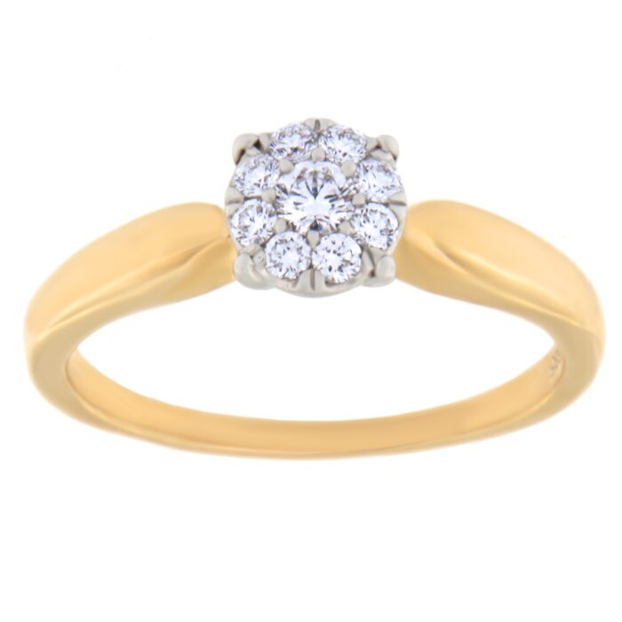 Kullast sõrmus teemantidega 0,18 ct. Kood: 158ay