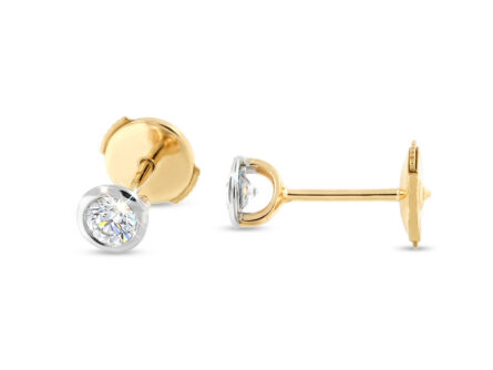 Kullast kõrvarõngad teemantiga 0,33 ct. Kood: 63una, 28ay, 29ak