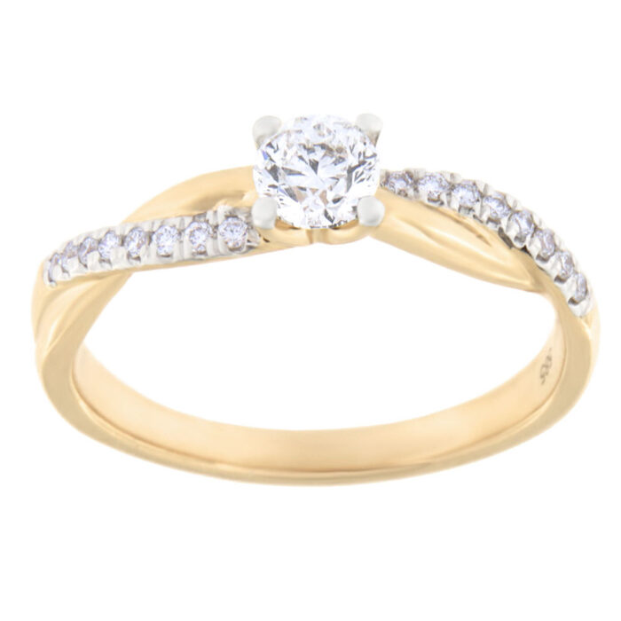 Kullast sõrmus teemantidega 0,38 ct. Kood: 161ay, 47ar