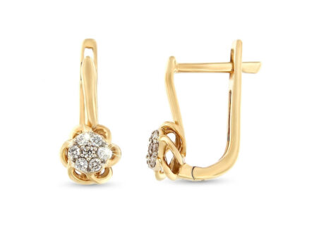 Kullast kõrvarõngad teemantidega 0,10 ct. Kood: 66una, 34ay, 139ae