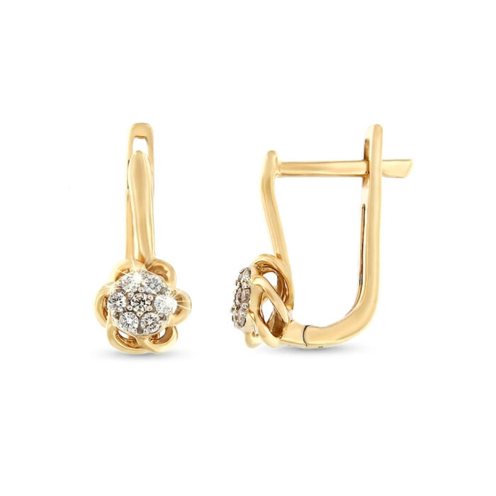 Kullast kõrvarõngad teemantidega 0,10 ct. Kood: 66una, 34ay, 139ae