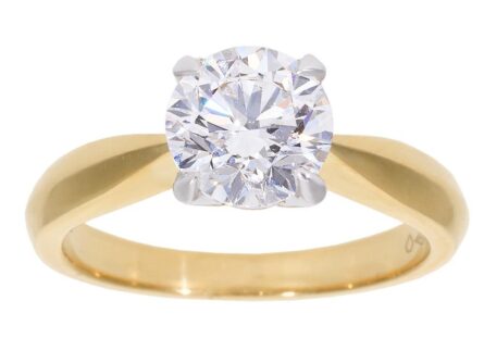 Kullast sõrmus laboris kasvatatud teemantiga 1,52 ct. Kood: LAB+RX3105-Y-1,5