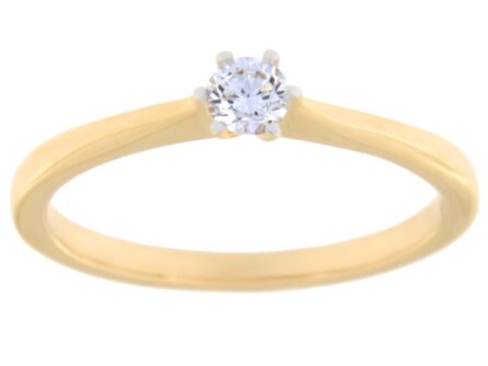 Kullast sõrmus teemantiga 0,15 ct. Kood: 114ap,68ae