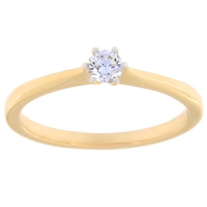Kullast sõrmus teemantiga 0,15 ct. Kood: 114ap,68ae
