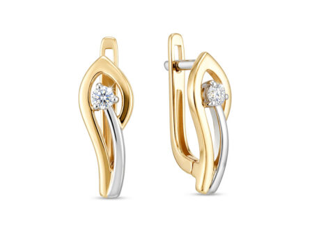 Kullast kõrvarõngad teemantiga 0,08 ct. Kood: 68una, 38ay, 31am