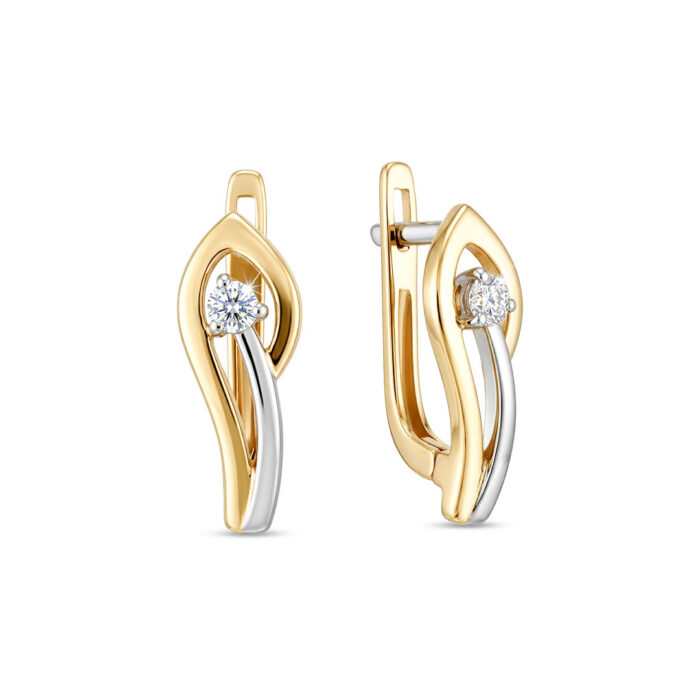 Kullast kõrvarõngad teemantiga 0,08 ct. Kood: 68una, 38ay, 31am