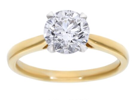 Kullast sõrmus laboris kasvatatud teemantiga 1,58 ct. Kood: LAB+RX3170-Y-1,5