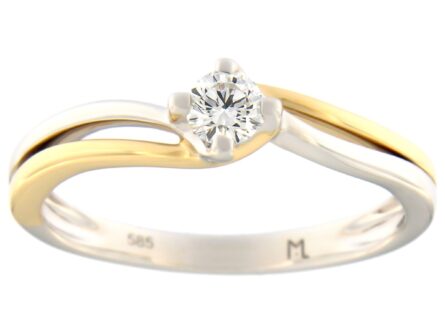 Kullast sõrmus teemantiga 0,17 ct. Kood: 50ar