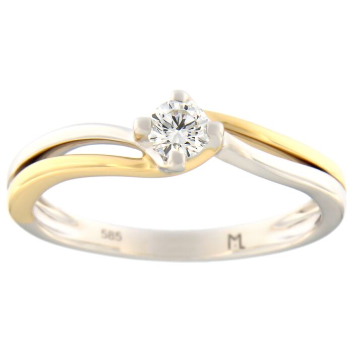 Kullast sõrmus teemantiga 0,17 ct. Kood: 50ar
