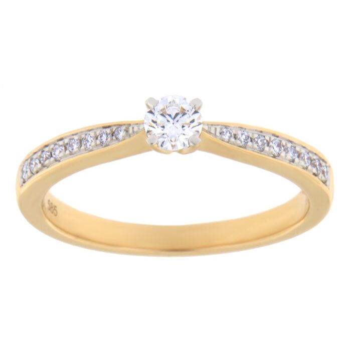 Kullast sõrmus teemantidega 0,24 ct. Kood: 79ar