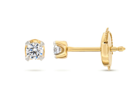 Kullast kõrvarõngad teemantidega 0,15 ct. Kood: 84una