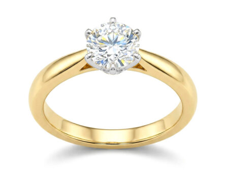 Kullast sõrmus teemantiga 0,75 ct. Kood: 85am