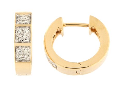 Kullast kõrvarõngad teemandiga 0,19 ct. Kood: 4una, 7ay, 8ak