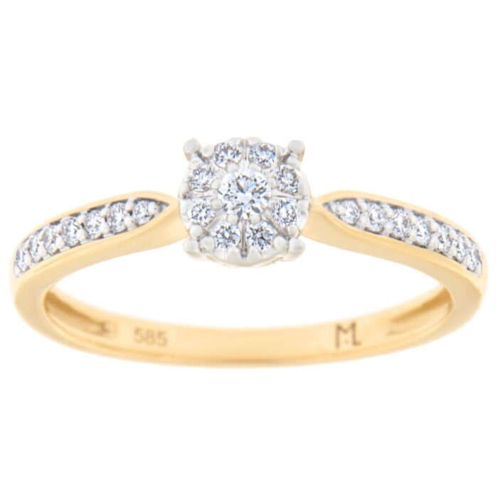 Kullast sõrmus teemantidega 0,19 ct. Kood: 155ay