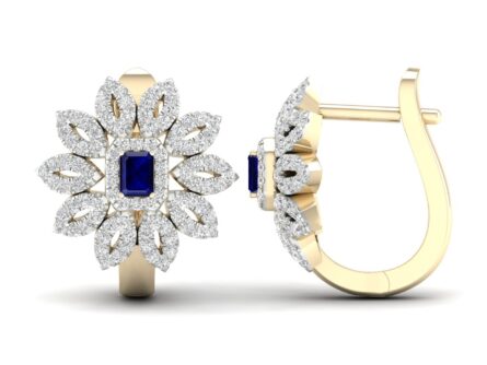 Gold earrings with diamonds and sapphires Code: 15hm