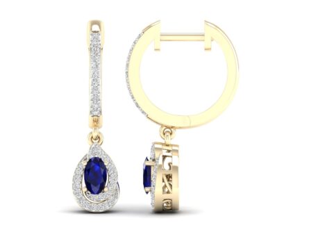 Gold earrings with diamonds and sapphires Code: 42hm