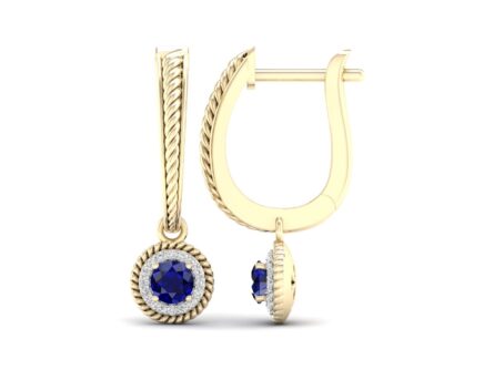 Gold earrings with diamonds and sapphires Code: 52hm