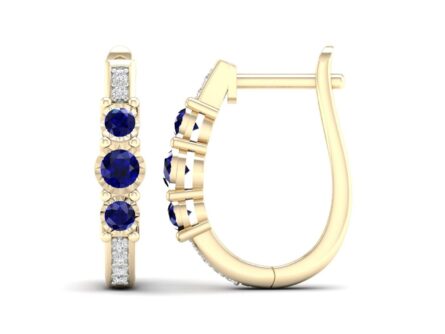 Gold earrings with diamonds and sapphires Code: 7hm