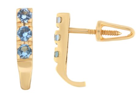 Gold earrings with cubic zirconia Code: er0104-k-light blue