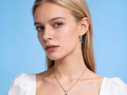 Kullast kõrvarõngad ja ripats swiss topaasiga Komplekt: er0153-161 + pn0161-swiss