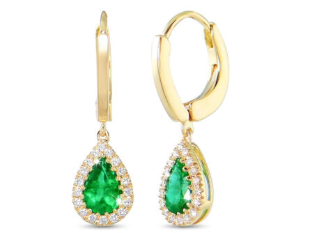 Kullast kõrvarõngad teemantide ja smaragdidega "Põhjatähe smaragd" Kood: 24m