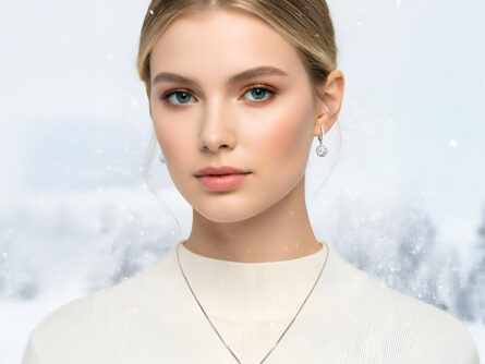 Kullast kõrvarõngad ja ripats teemantidega Komplekt: 22ab + 48hka