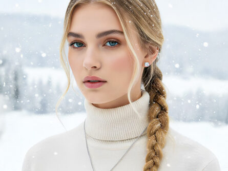 Kullast kõrvarõngad ja ripats teemantidega Komplekt: 93ap + 11ap