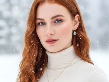 Kullast kõrvarõngad ja ripats topaasiga Komplekt: pn0154 + er0153-154