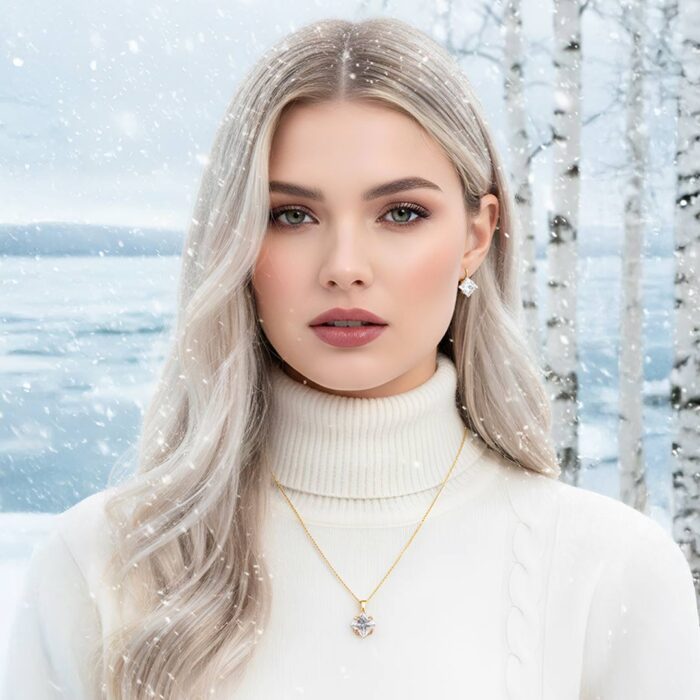 Kullast kõrvarõngad ja ripats tsirkooniga Komplekt: pn0151 + er0137