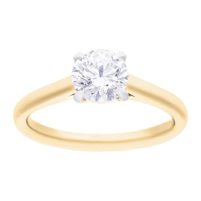 Kullast sõrmus laboris kasvatatud teemantiga 1,08 ct. Kood: LAB+MT1034-Y-1,00