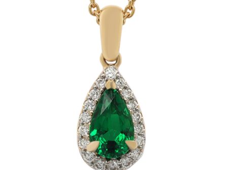 Gold pendant with diamonds and emeralds Code: 48m Code.