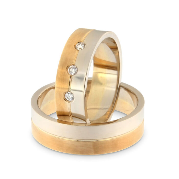 Kullast abielusõrmus teemantidega Kood: rn0108-6-1/2vl-1/2km1-3k