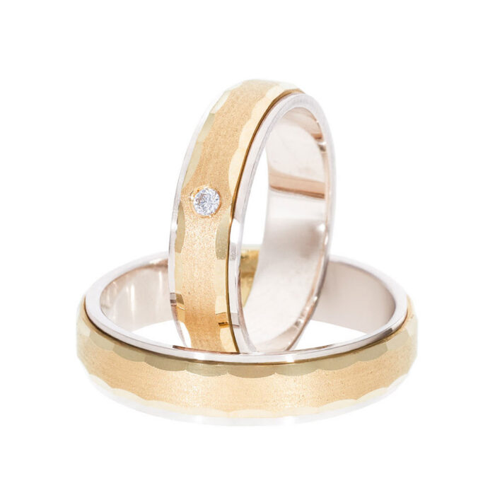 Kullast abielusõrmus teemantiga 0,03 ct. Kood: Rn0111-5-pkm2-avl-1k