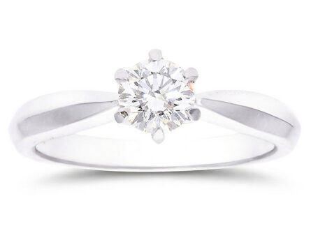 Kullast sõrmus teemantiga 0,50 ct. Kood: RX3195-W-0,50