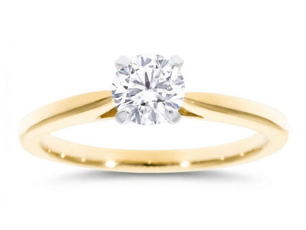 Kullast sõrmus teemantiga 0,51 ct. Kood: RX3170-Y-0,50