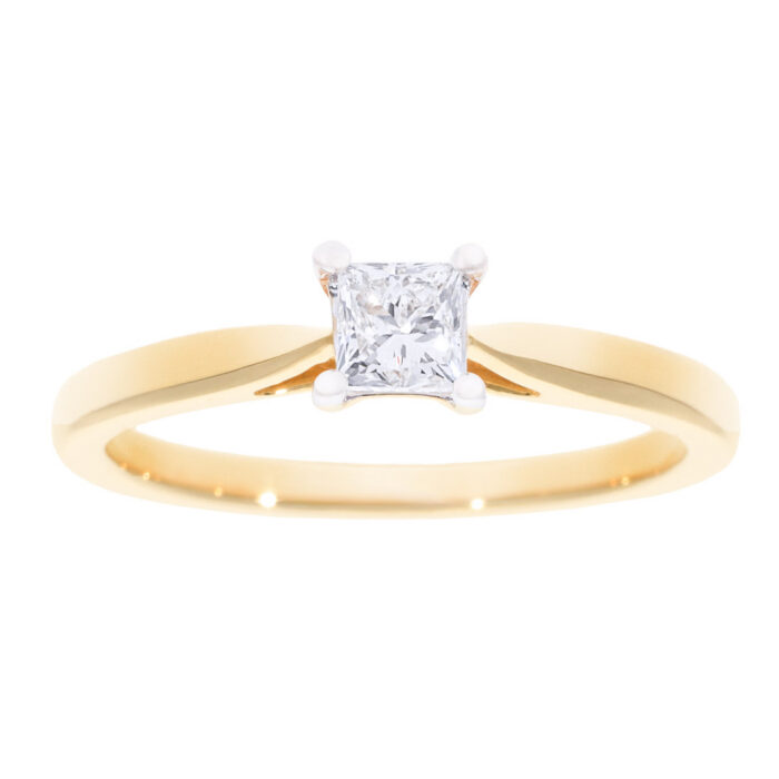 Kullast sõrmus teemantiga 0,35 ct. Kood: 71hkb
