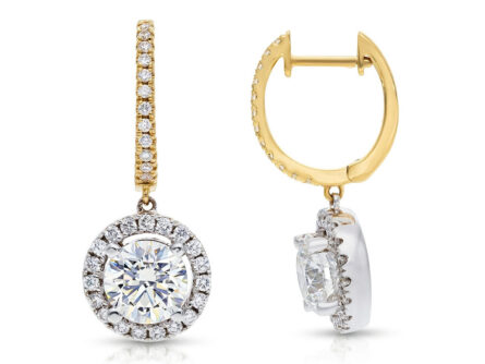 Kullast kõrvarõngad laboris kasvatatud ja looduslike teemantidega Kood: LAB+EX6368-y-1,00