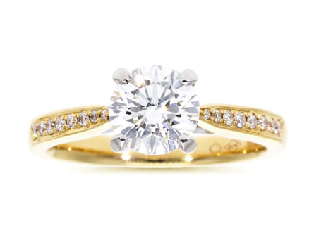 Kullast sõrmus laboris kasvatatud ja looduslike teemantidega Kood: RX4710-Y-1,00-LAB