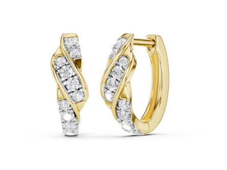 Kullast kõrvarõngad teemantidega 0,25 ct. Kood: 146hkc
